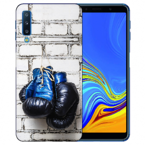 Samsung Galaxy A7 (2018) Silikon Hülle mit Boxhandschuhe Fotodruck