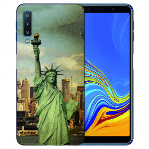 Samsung Galaxy A7 (2018) Silikon Hülle mit Freiheitsstatue Fotodruck