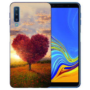 Samsung Galaxy A7 (2018) Silikon TPU Hülle mit Herzbaum Fotodruck