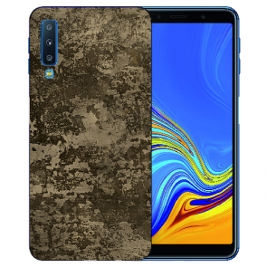 Samsung Galaxy A7 (2018) Silikon TPU Hülle mit Fotodruck Braune Muster 
