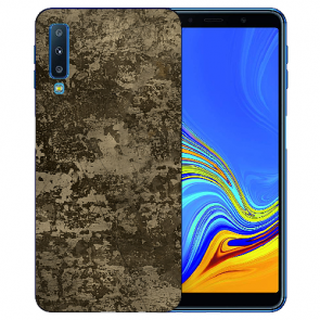 Samsung Galaxy A7 (2018) Silikon TPU Hülle mit Fotodruck Braune Muster