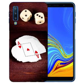 Samsung Galaxy A7 (2018) Silikon Hülle mit Spielkarten-Würfel Fotodruck 