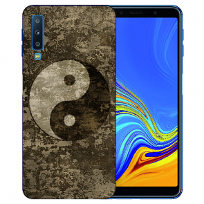 Samsung Galaxy A7 (2018) Silikon TPU Hülle mit Yin Yang Fotodruck 