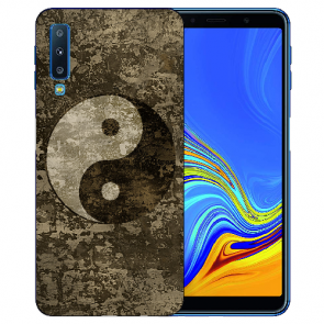 Samsung Galaxy A7 (2018) Silikon TPU Hülle mit Yin Yang Fotodruck