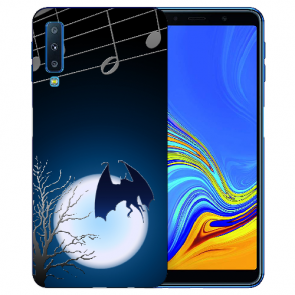 Samsung Galaxy A7 (2018) Silikon Hülle mit Fledermaus-mond Fotodruck
