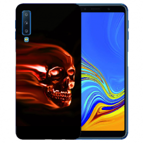 Samsung Galaxy A7 (2018) TPU Hülle mit Totenschädel Fotodruck Etui