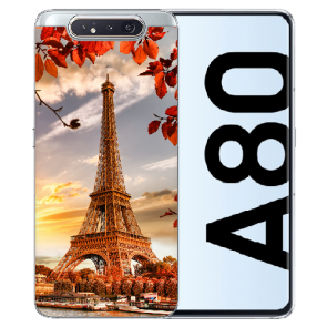 Silikon TPU mit Eiffelturm Bilddruck für Samsung Galaxy A80