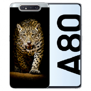 Samsung Galaxy A80 Silikon TPU mit Bilddruck Leopard beim Jagd 
