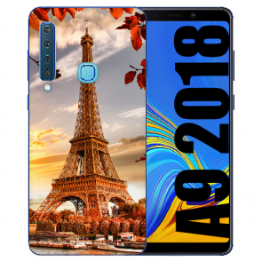 Samsung Galaxy A9 (2018) Silikon TPU Hülle mit Eiffelturm Bilddruck