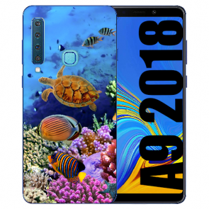 Samsung Galaxy A9 2018 Silikon Hülle mit Bilddruck Aquarium Schildkröten