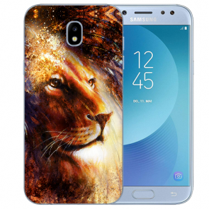 Samsung Galaxy J3 (2017) Silikon Hülle mit Fotodruck LöwenKopf Porträt