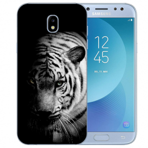 Samsung Galaxy J3 (2017) TPU Hülle mit Fotodruck Tiger Schwarz Weiß