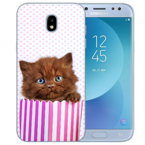Samsung Galaxy J3 (2017) TPU Hülle mit Fotodruck Kätzchen Braun 