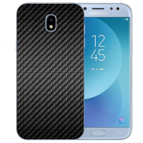 Samsung Galaxy J3 (2017) TPU-Silikon Hülle mit Fotodruck Carbon Optik