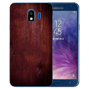 Samsung Galaxy J4 (2018) Silikon Hülle mit Fotodruck Eichenholz -Optik