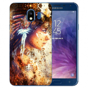 Samsung Galaxy J4 (2018) Silikon Hülle mit Fotodruck Indianerin Porträt