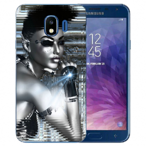 Samsung Galaxy J4 (2018) Silikon TPU Hülle mit Fotodruck Robot Girl