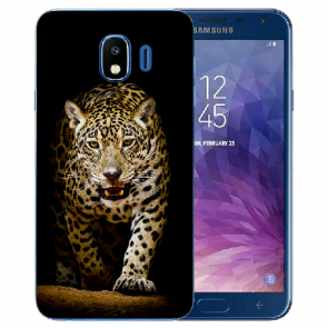 Samsung Galaxy J4 (2018) Silikon Hülle mit Fotodruck Leopard beim Jagd