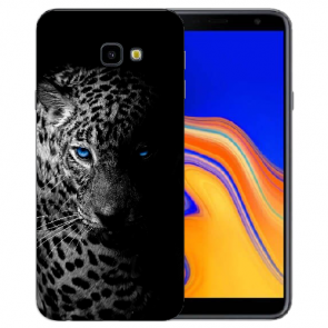 Samsung Galaxy J4 +2018 TPU Hülle mit Fotodruck Leopard mit blauen Augen