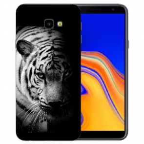 Samsung Galaxy J4 +2018 Silikonhülle mit Fotodruck Tiger Schwarz Weiß