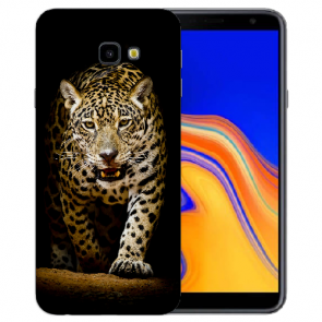 Samsung Galaxy J4 +(2018) Silikon Hülle mit Fotodruck Leopard beim Jagd