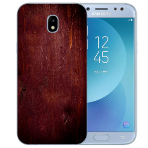 Samsung Galaxy J5 (2017) Silikon Hülle mit Fotodruck Eichenholz -Optik