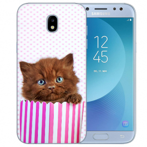 Samsung Galaxy J5 (2017) Silikon Hülle mit Fotodruck Kätzchen Braun