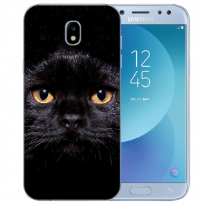 Samsung Galaxy J5 (2017) TPU-Silikon Hülle mit Schwarz Katze Fotodruck 