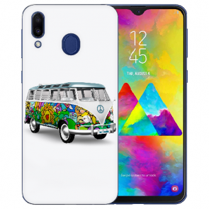 Samsung Galaxy M20 Silikon TPU Hülle mit Fotodruck Hippie Bus