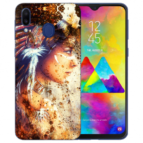 Samsung Galaxy M20 Silikon TPU Hülle mit Fotodruck Indianerin Porträt