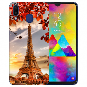 Samsung Galaxy M20 Silikon TPU Handy Hülle mit Eiffelturm Fotodruck 