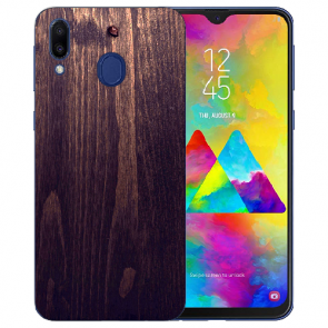 Samsung Galaxy M20 Silikon TPU mit Fotodruck HolzOptik Dunkelbraun