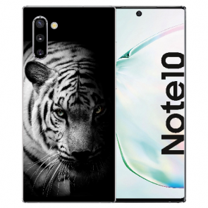 Samsung Galaxy Note 10 Silikon Hülle mit Fotodruck Tiger Schwarz Weiß