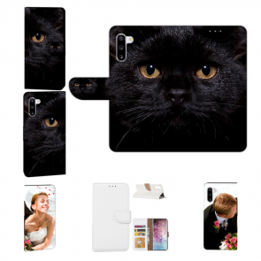 Handy Hülle mit Schwarz Katze Bilddruck für Samsung Galaxy Note 10
