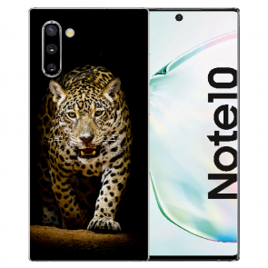 Samsung Galaxy Note 10 Silikon Hülle mit Fotodruck Leopard beim Jagd