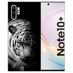Samsung Galaxy Note 10 Plus TPU Hülle mit Fotodruck Tiger Schwarz Weiß