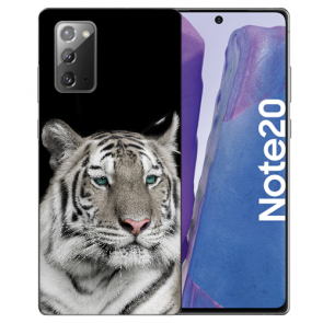 Samsung Galaxy Note 20 Silikon Schutzhülle mit Tiger Bilddruck Etui