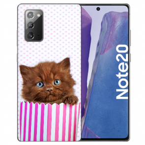 Samsung Galaxy Note 20 TPU Hülle mit Bilddruck Kätzchen Braun 