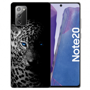 Samsung Galaxy Note 20 TPU Hülle mit Bilddruck Leopard mit blauen Augen