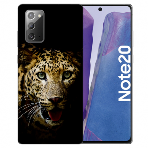Samsung Galaxy Note 20 Silikon Schutzhülle mit Leopard Bilddruck Etui