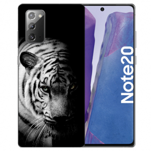 Samsung Galaxy Note 20 TPU Hülle mit Tiger Schwarz Weiß Bilddruck