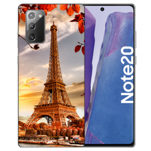 Samsung Galaxy Note 20 Silikon TPU Hülle mit Bilddruck Eiffelturm Etui