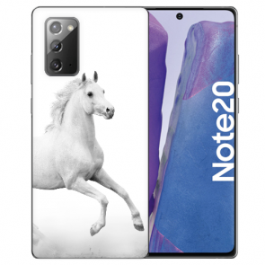 Samsung Galaxy Note 20 Silikon Schutzhülle mit Pferd Bilddruck Etui
