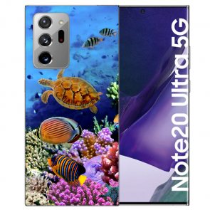 Samsung Galaxy Note 20 Ultra TPU Hülle mit Bilddruck Aquarium Schildkröten