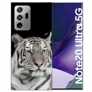 Samsung Galaxy Note 20 Ultra Silikon Schutzhülle mit Tiger Bilddruck Etui