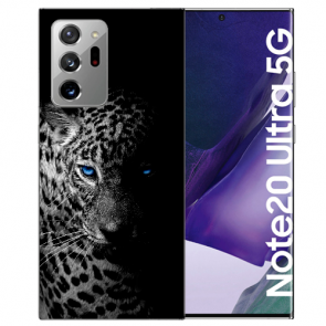 Samsung Galaxy Note 20 Ultra TPU Hülle mit Bilddruck Leopard mit blauen Augen