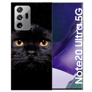 Samsung Galaxy Note 20 Ultra Silikon TPU mit Schwarz Katze Bilddruck 