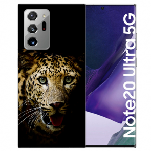Samsung Galaxy Note 20 Ultra Silikon Schutzhülle mit Leopard Bilddruck 