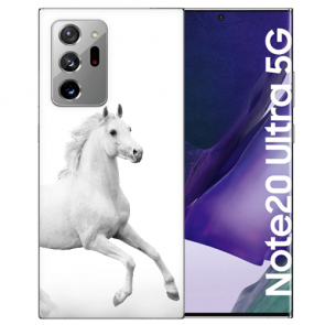 Samsung Galaxy Note 20 Ultra Silikon Schutzhülle mit Pferd Bilddruck Etui