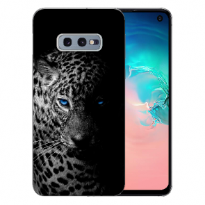 Samsung Galaxy S10e Silikon TPU mit Fotodruck Leopard mit blauen Augen